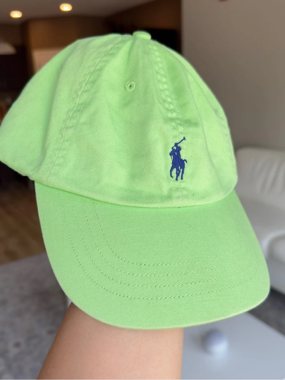 💯 Authentic Polo by Ralph Lauren Lime Green Cap with Navy Pony Logo